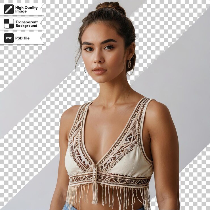 PSD una mujer con una camisa que dice modelo en la parte inferior