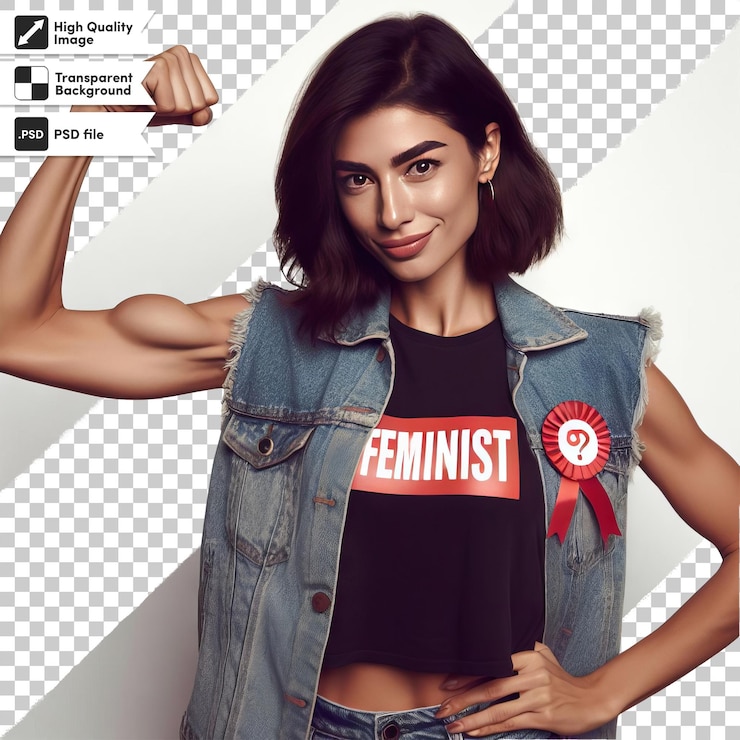 PSD una mujer con una camisa que dice mujeres