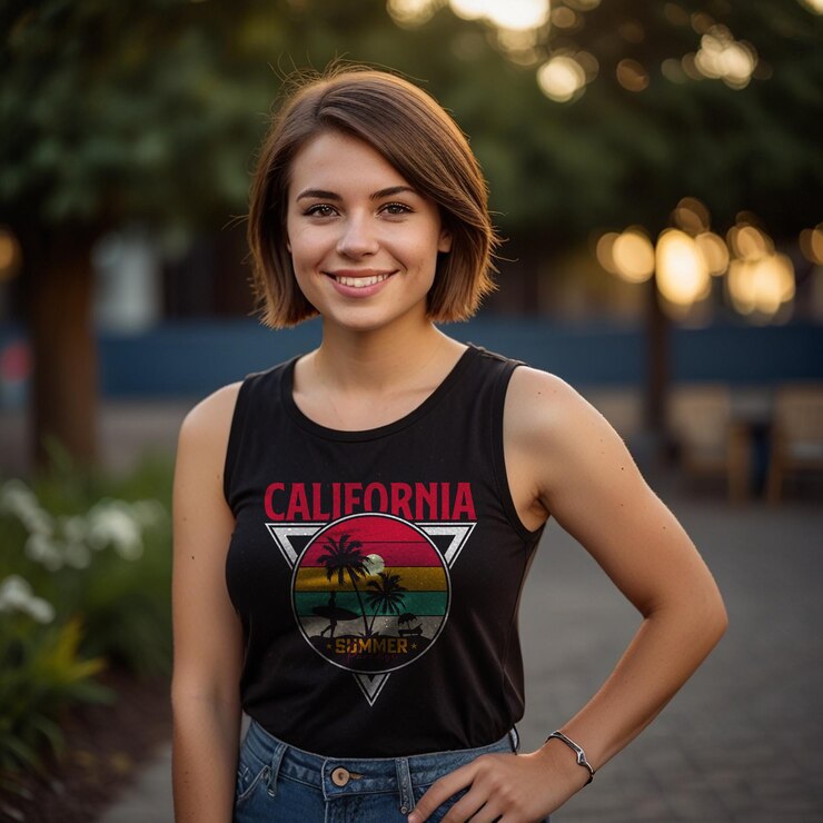 Una mujer con una camiseta negra