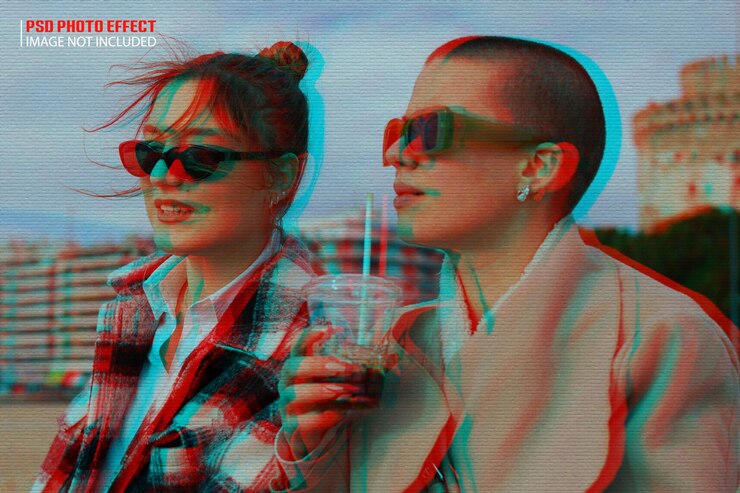 PSD una mujer colorida diseño de efectos fotográficos generativos psd