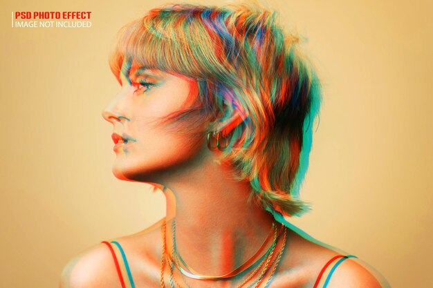Una mujer colorida Diseño de efectos fotográficos generativos Psd