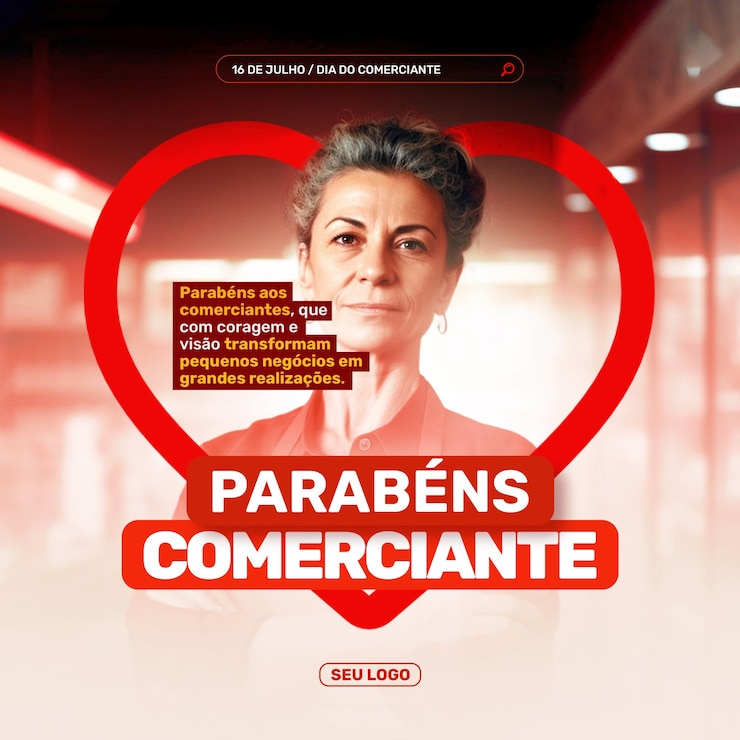 PSD la mujer comerciante celebra el día de los comerciantes con corazón