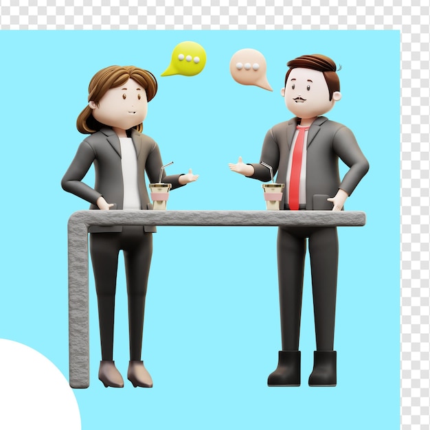 PSD y una mujer comunicando trabajo en equipo ilustración 3d