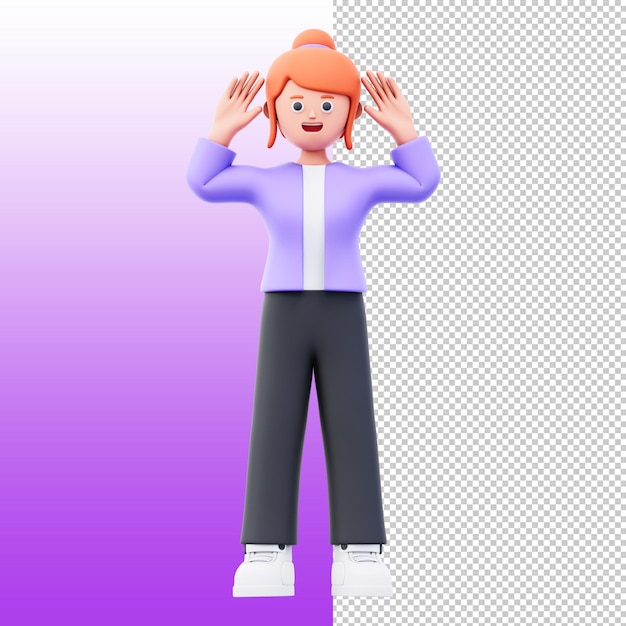Mujer de dibujos animados en 3D escuchando atentamente