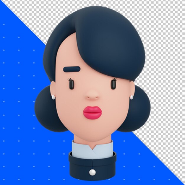 una mujer de dibujos animados con labios rojos y un fondo azul