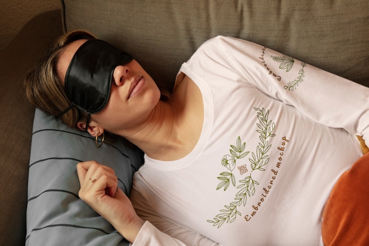 PSD mujer con diseño de maqueta de ropa para dormir
