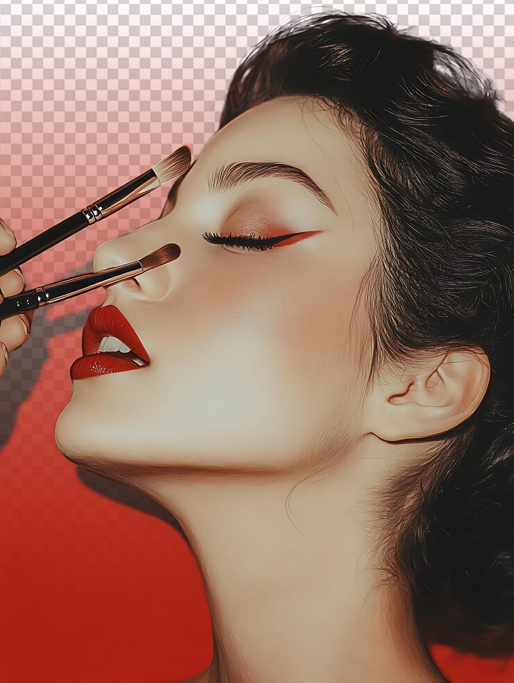 PSD una mujer elegante disfrutando de una glamurosa sesión de maquillaje en el salón