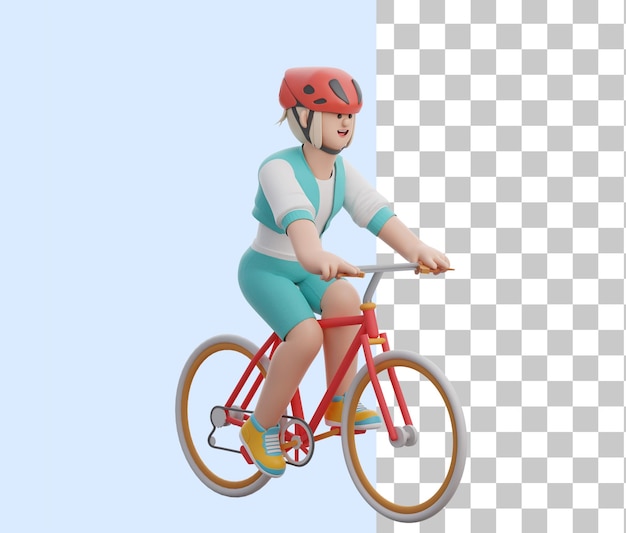 mujer, equitación, ella, bicicleta