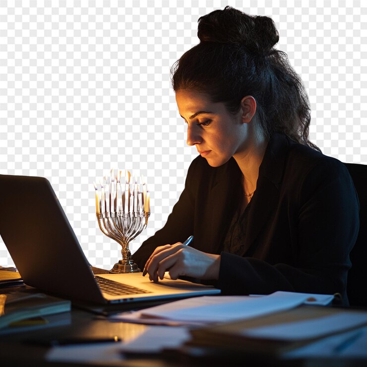 PSD una mujer está escribiendo en una computadora portátil y las palabras cita la palabra cita en la pantalla