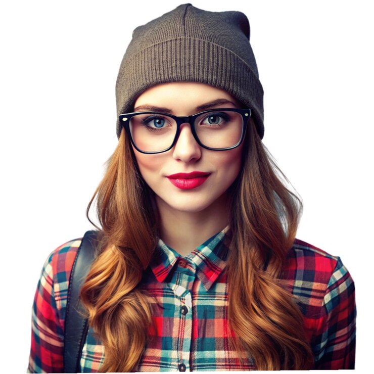 PSD mujer estudiante hipster con gafas de gafas
