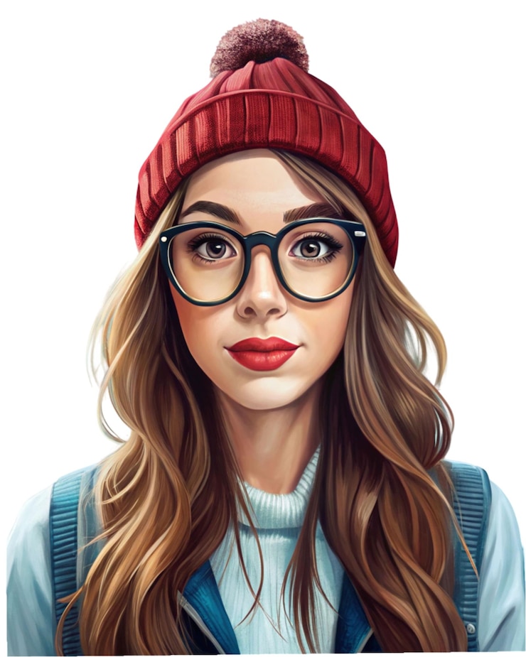 PSD mujer estudiante hipster con gafas de gafas