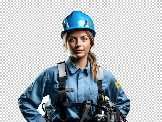 Mujer europea electricista psd aislado blanco transparente
