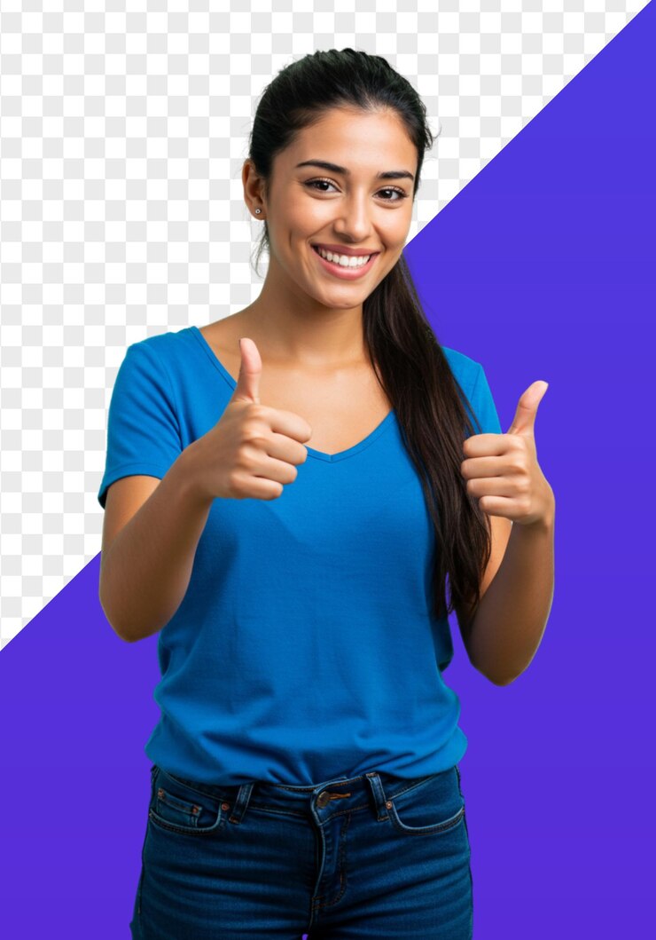PSD mujer feliz dando pulgares