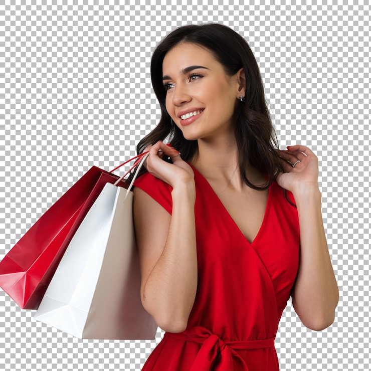 PSD mujer feliz disfrutando de las compras