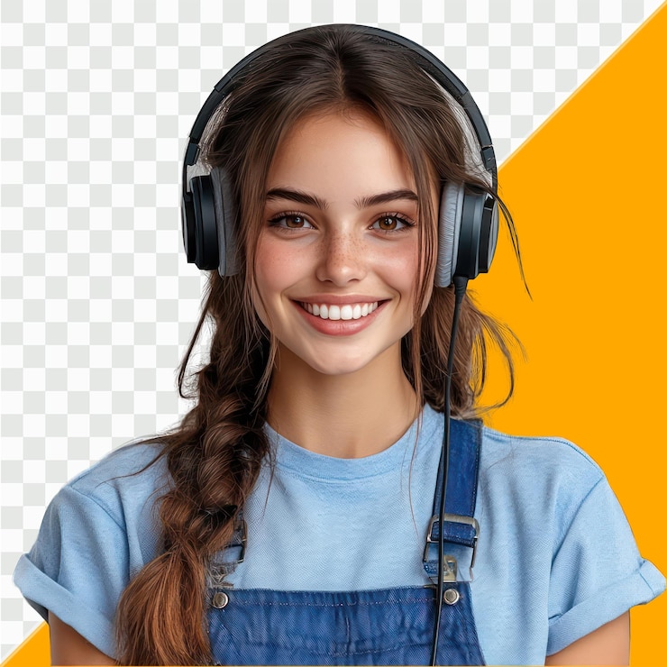 PSD una mujer feliz escuchando música