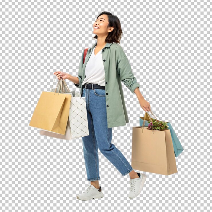 PSD mujer feliz haciendo compras