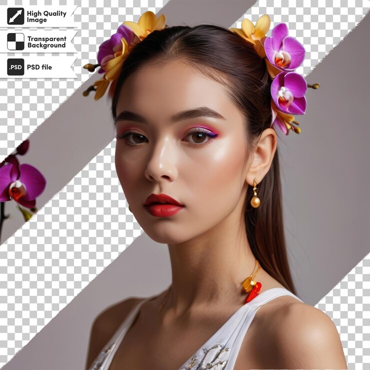 PSD una mujer con una flor en el cabello