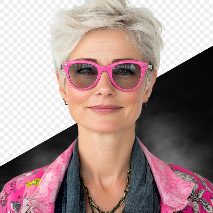 PSD una mujer con gafas de sol rosas
