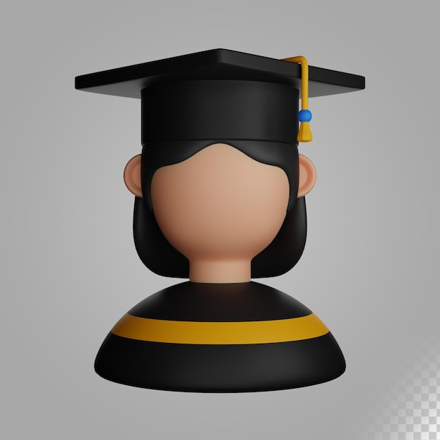 PSD mujer graduada de ilustración 3d