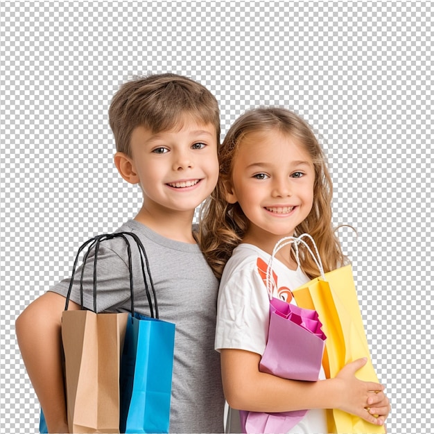 PSD mujer hermosa con bolsas de compras