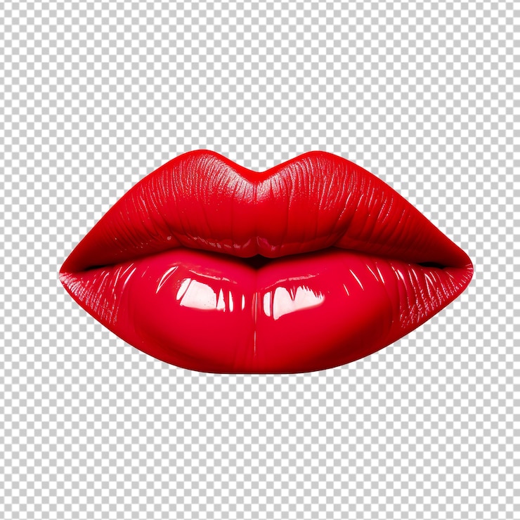 PSD mujer hermosa y brillante los labios aislados sobre un fondo transparente