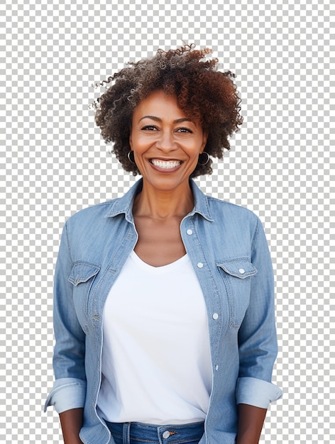 PSD mujer hermosa, saludable y atractiva, modelo de camiseta blanca, fondo transparente