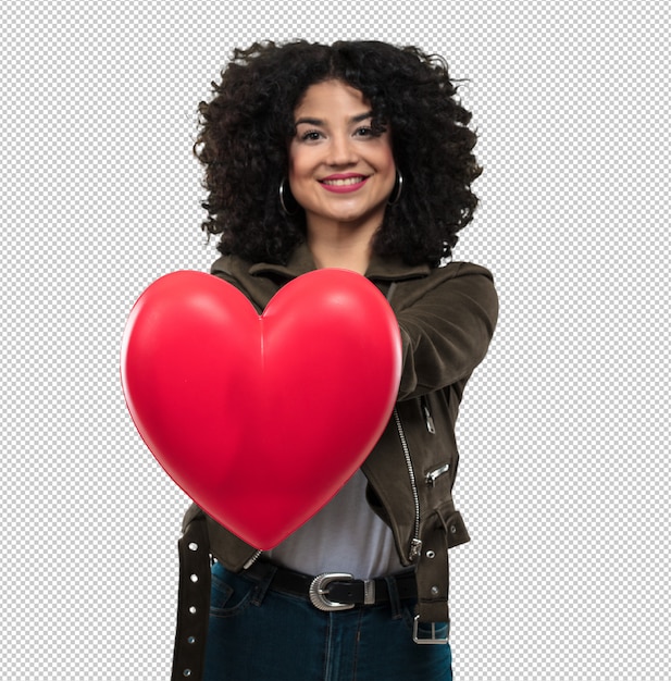 Mujer joven con forma de corazón