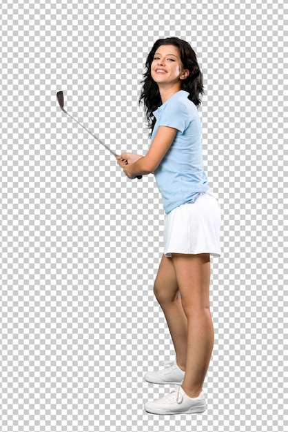 Mujer joven golfista