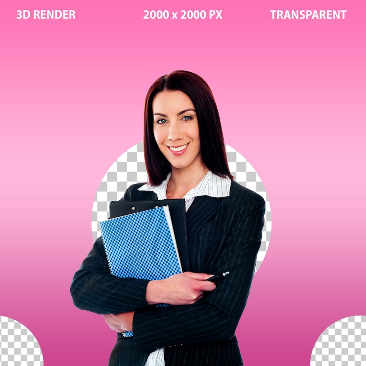 PSD una mujer joven que va a estudiar en un fondo transparente png