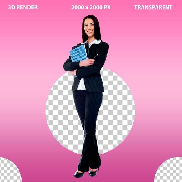 Una mujer joven que va a estudiar en un fondo transparente png