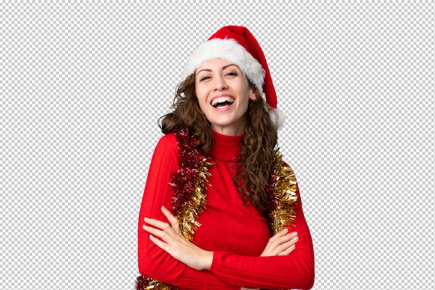 PSD mujer joven con sombrero de navidad