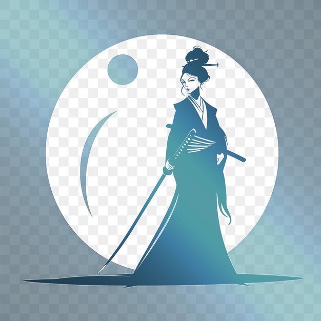 PSD una mujer en kimono con una espada y una pelota