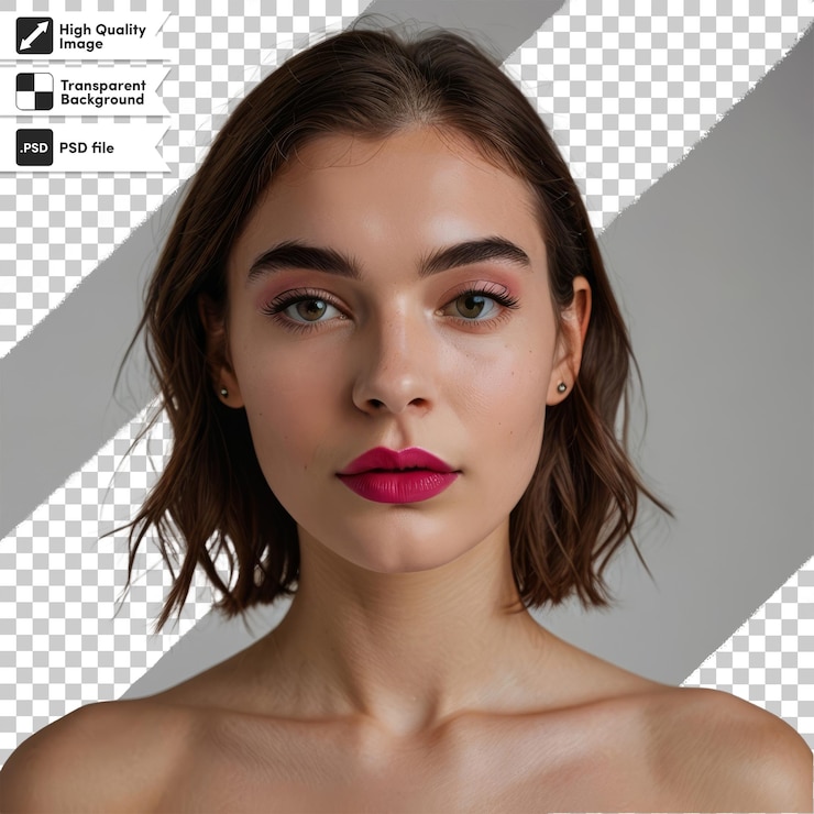 PSD una mujer con un labio rosa y un fondo blanco y negro