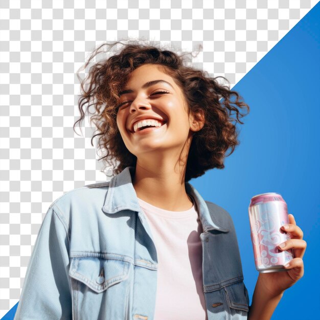 Mujer con una lata de refresco