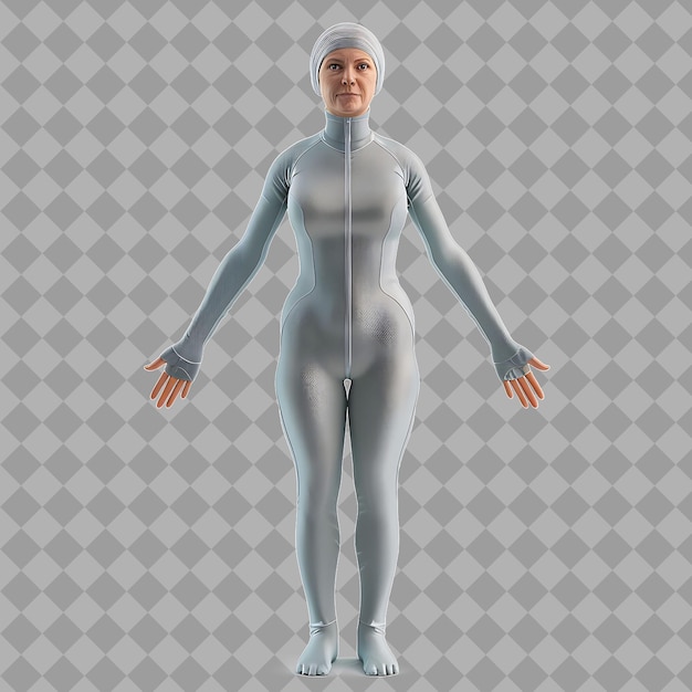 Mujer de mediana edad Elástica con forma flexible Elasticidad Forma Ilustración de carácter 3D aislada