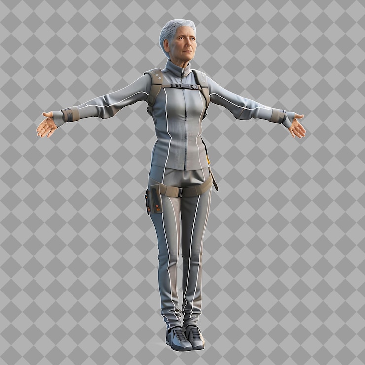 PSD mujer de mediana edad elástica con forma flexible elasticidad forma ilustración de carácter 3d aislada