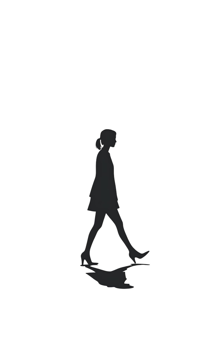 PSD mujer misteriosa caminando en la oscuridad