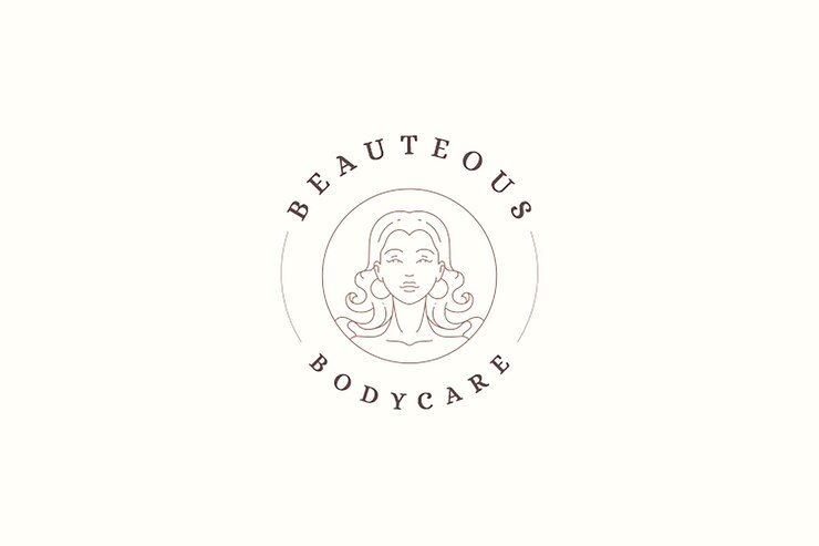 PSD mujer de moda con cabello largo y pendientes retrato silueta de moda arte de línea plantilla de diseño de logotipo