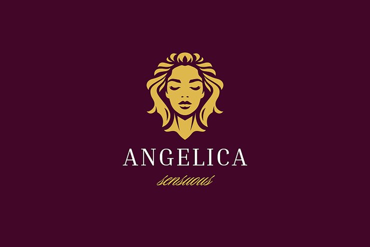PSD mujer de moda silueta de cara dorada minimalista diseño de plantilla de logotipo premium para maquillaje plano