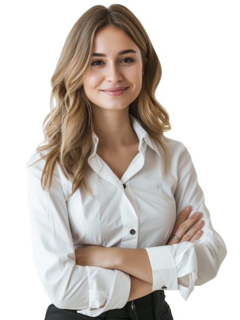 Mujer de negocios de 30 años con fondo blanco