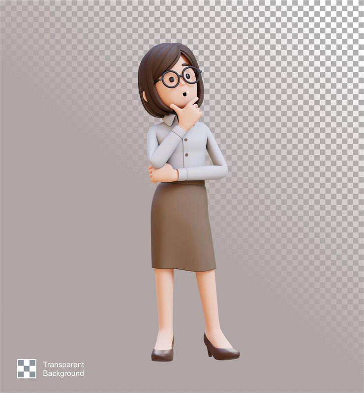 PSD la mujer de negocios en 3d está pensando en el concepto de contemplación y enfoque