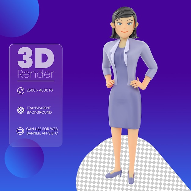 Mujer de negocios, 3d, ilustración