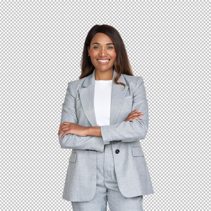 PSD mujer de negocios confiada con vestimenta formal