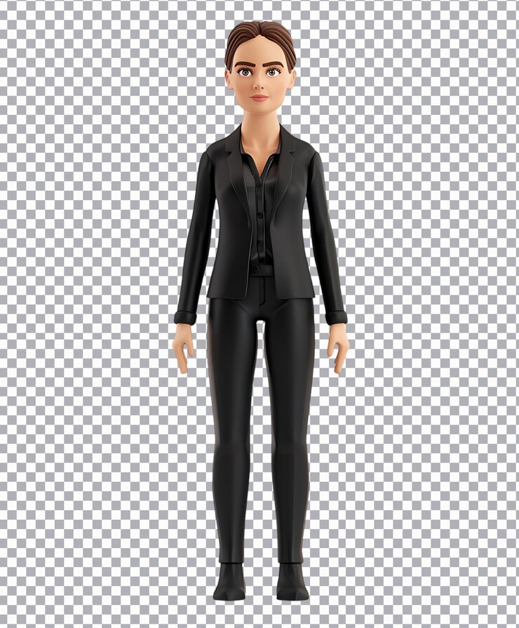 PSD mujer de negocios personaje de dibujos animados en 3d png aislado en fondo transparente
