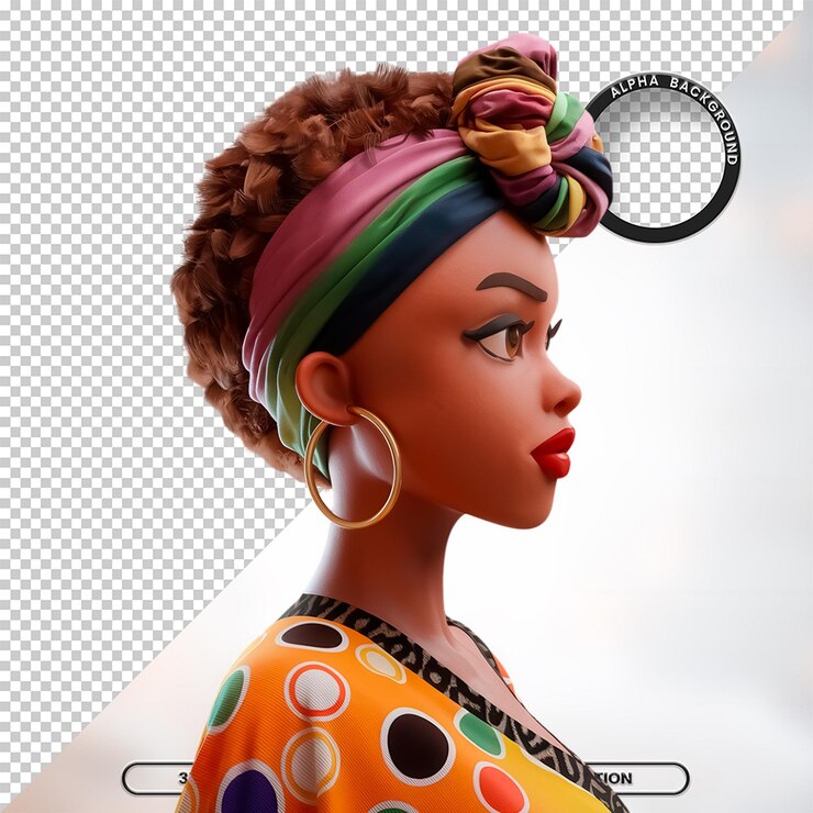 Mujer negra afro PSD Elemento PNG