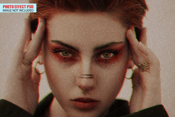 PSD una mujer con ojos rojos y un ojo rojo con la palabra no1 en la parte inferior.