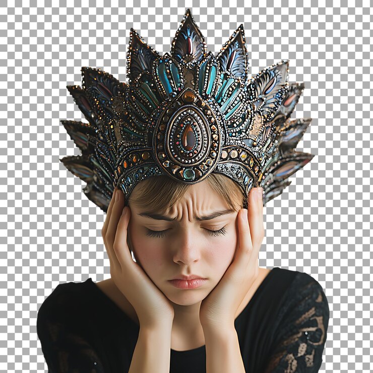 PSD mujer de papúa nueva guinea con una corona de moda aislada contra un fondo transparente para moda real o estilo de evento