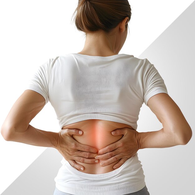 Mujer que sufre de dolor en la parte inferior de la espalda