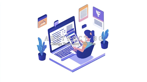 Mujer que trabaja en una computadora portátil
