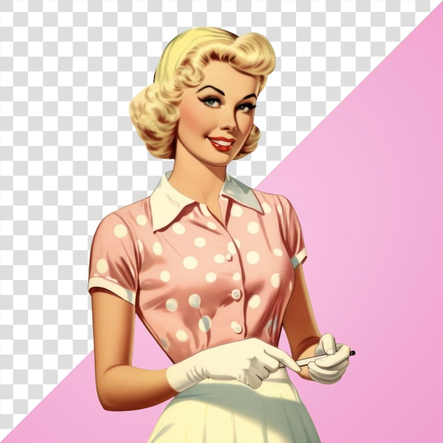 Mujer retro con puntos de polca
